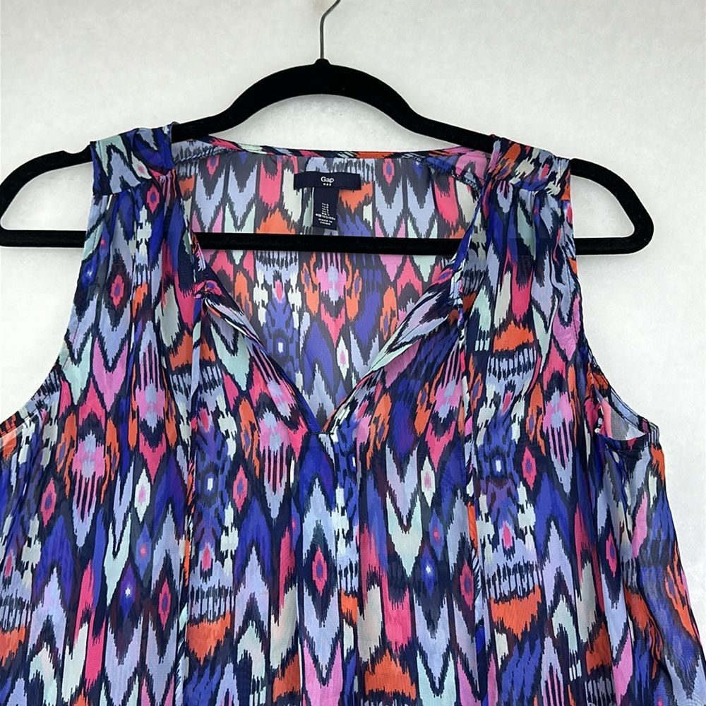 Gap Sheer Sz Small Tie Neck Sleeveless Boho Top Blouse - Picture 3 of 9
